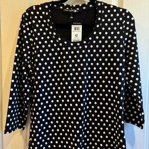 BETTY BARCLAYS BLACK AND WHITE POLKA DOT TOP